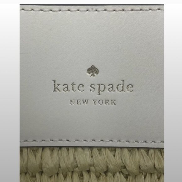 Kate Spade Marti Straw Mixed Media Small Bucket Bag Parchment Multi - Picture 14 of 14